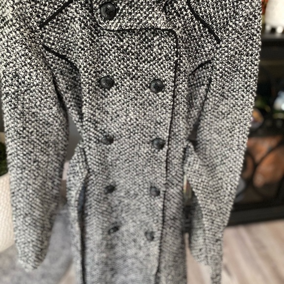 Guess Pea Coat Women Wool Blend Black White Collared Lined Jacket Size medium - Picture 6 of 8